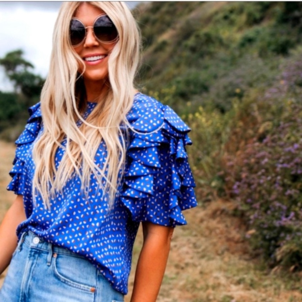 Kate Spade Dot Geo Blue Top